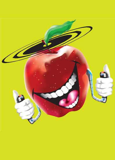 Flying Apple Illustration